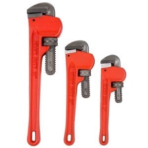 adjust any size pipe fitting with a handy pipe wrench set