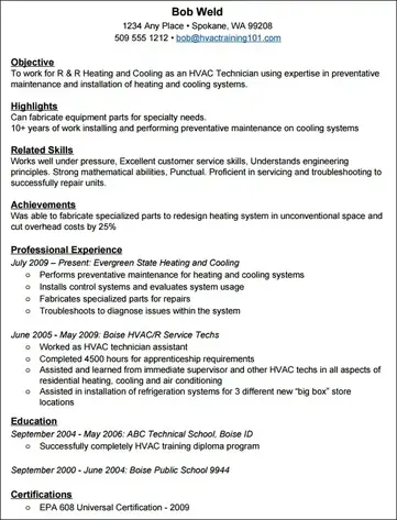 How To Create A Standout Hvac Resume With Example Resume